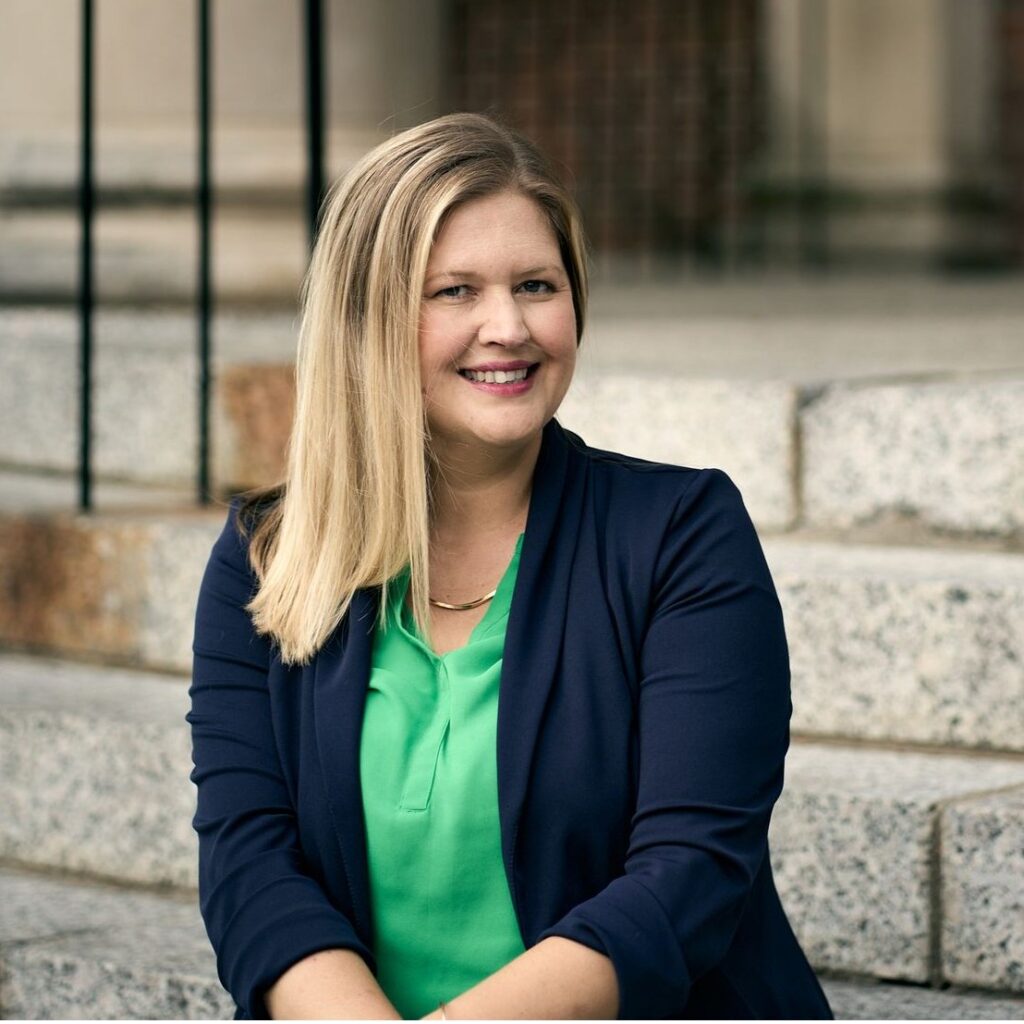Woman sitting on steps